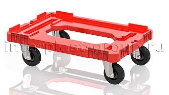 Тележка пластиковая с отверстием без тормозов усиленная красная в Клину
