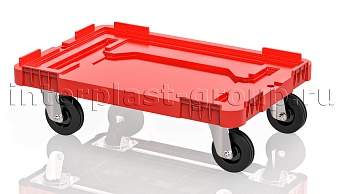 Тележка пластиковая сплошная без тормозов усиленная красная в Клину