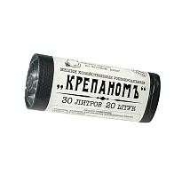 Мешки для мусора 30 л, черные, в рулоне 20 шт., ПНД, 7 мкм, 560х440 мм, Крепаномъ, 4607075710580 в Клину