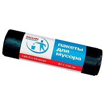 Мешки для мусора 160 л, черные, в рулоне 20 шт., ПВД, 30 мкм, 1200х870 мм, PACLAN Professional, 604082 в Клину