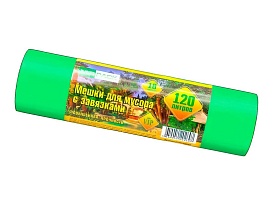 Мешки для мусора 120 л, с завязками, зеленые, в рулоне 10 шт., ПНД, 15 мкм, 800х750 мм, VIP, Z12010green в Клину Мешки для мусора 120 л, с завязками, зеленые, в рулоне 10 шт., ПНД, 15 мкм, 800х750 мм, VIP, Z12010green в Клину