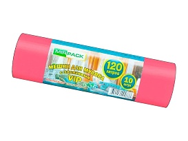 Мешки для мусора 120 л, с завязками, красные, в рулоне 10 шт., ПНД, 15 мкм, 800х750 мм, VIP, Z12010red в Клину