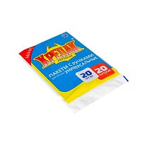 Мешки для мусора 20 л, с ручками, черные, в пачке 20 шт., ПНД, 10 мкм, 550х440 мм, Крепак, 4607075710085 в Клину