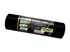 Мешки для мусора 180 л, черные, в рулоне 10 шт., ПВД, 60 мкм, 1100х930 мм, EXTRA LUX+, 1801098 в Клину