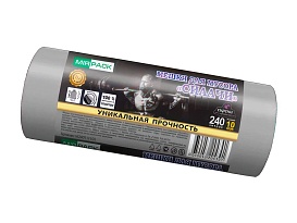 Мешки для мусора 240 л, ароматизированные, серые, в рулоне 10 шт., ПВД 40 мкм, 1500х1100 мм, СИЛАЧИ, sil240111101 в Клину