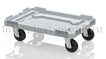 Тележка пластиковая сплошная без тормозов серая в Клину Тележка пластиковая сплошная без тормозов серая в Клину