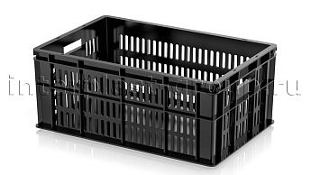 Ящик для молока, мяса, овощей и фруктов большая перфорация дно сплошное черный в Клину
