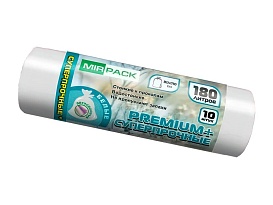 Мешки для мусора 180 л, ароматизированные, белые, в рулоне 10 шт., ПВД, 35 мкм, 1100х930 мм, PREMIUM+, 180105302 в Клину Мешки для мусора 180 л, ароматизированные, белые, в рулоне 10 шт., ПВД, 35 мкм, 1100х930 мм, PREMIUM+, 180105302 в Клину