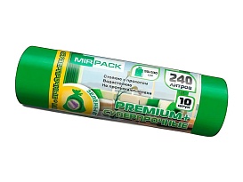 Мешки для мусора 240 л, ароматизированные, зеленые, в рулоне 10 шт., ПВД 45 мкм, 1300х930 мм, PREMIUM+, 240108301 в Клину Мешки для мусора 240 л, ароматизированные, зеленые, в рулоне 10 шт., ПВД 45 мкм, 1300х930 мм, PREMIUM+, 240108301 в Клину