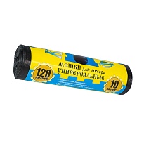 Мешки для мусора 120 л, с ушками, черные, в рулоне 10 шт., ПНД, 13 мкм, 1050х680 мм, Крепакоф, 4607075710252 в Клину Мешки для мусора 120 л, с ушками, черные, в рулоне 10 шт., ПНД, 13 мкм, 1050х680 мм, Крепакоф, 4607075710252 в Клину