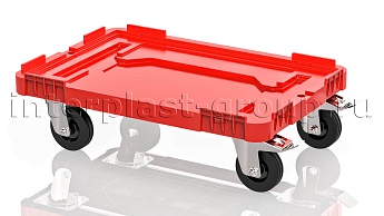 Тележка пластиковая сплошная 2 колеса с тормозом усиленная красная в Клину Тележка пластиковая сплошная 2 колеса с тормозом усиленная красная в Клину