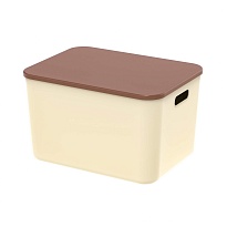 Ящик пластиковый вкладываемый бежевый с коричневой крышкой 410х305х245 мм в Клину
