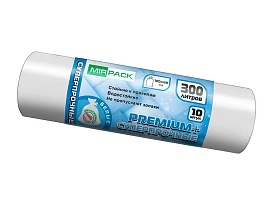 Мешки для мусора 300 л, белые, в рулоне 10 шт., ПВД 70 мкм, 1400х1000 мм, PREMIUM+, 300101602 в Клину Мешки для мусора 300 л, белые, в рулоне 10 шт., ПВД 70 мкм, 1400х1000 мм, PREMIUM+, 300101602 в Клину