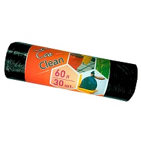 Мешки для мусора 60 л, черные, в рулоне 30 шт., ПНД, 6 мкм, 640х580 мм, Концепция Быта EcoClean, 603890 в Клину
