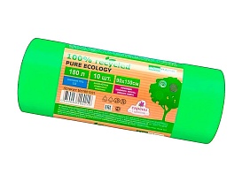 Мешки для мусора 180 л, ароматизированные, биоразлагаемые, зеленые, в рулоне 10 шт., ПВД, 40 мкм, 1300х930 мм, PURE ECOLOGY, bio1801081 в Клину Мешки для мусора 180 л, ароматизированные, биоразлагаемые, зеленые, в рулоне 10 шт., ПВД, 40 мкм, 1300х930 мм, PURE ECOLOGY, bio1801081 в Клину