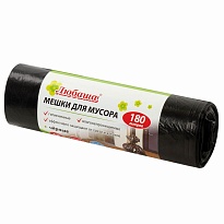 Мешки для мусора 180 л, черные, в рулоне 10 шт., ПВД, 24 мкм, 1060х800 мм, Любаша, 605336 в Клину Мешки для мусора 180 л, черные, в рулоне 10 шт., ПВД, 24 мкм, 1060х800 мм, Любаша, 605336 в Клину