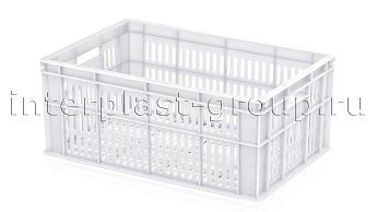 Ящик для молока, мяса, овощей и фруктов большая перфорация дно перфорированное белый в Клину