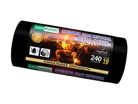 Мешки для мусора 240 л, ароматизированные, черные, в рулоне 10 шт., ПВД 40 мкм, 1500х1100 мм, СИЛАЧИ, sil24011110 в Клину