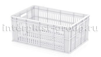 Ящик для молока, мяса, овощей и фруктов большая перфорация дно сплошное белый в Клину Ящик для молока, мяса, овощей и фруктов большая перфорация дно сплошное белый в Клину